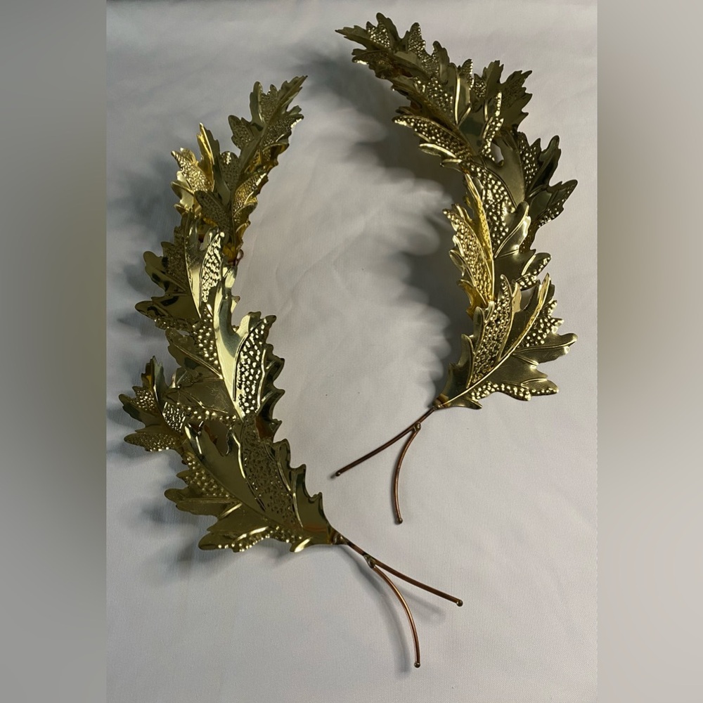 2 Vintage Home Interiors Metal Gold Tone Leaf Leaves Wall Hanging Art Decor Home - Picture 9 of 9